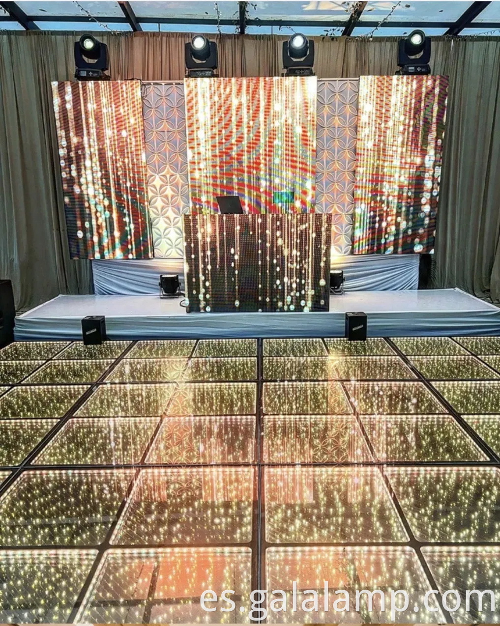 Luces de la pista de baile RGB Infinity Mirror con vidrio de efecto 3D